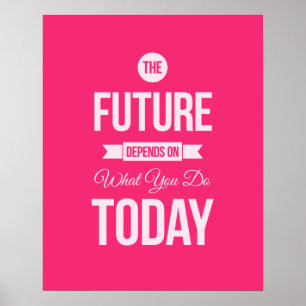 Framtiden - rosa inspirera citationsteckenaffisch poster