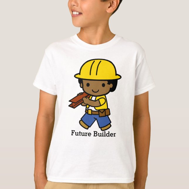 Framtidens Byggare i Gul Bygghatt T Shirt (Framsida)