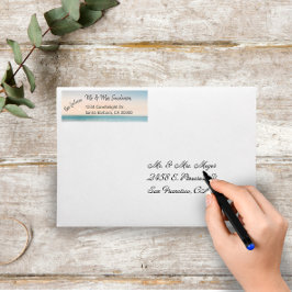 Framtidens Mr. och Mrs. Beach Wedding Returadress Etikett