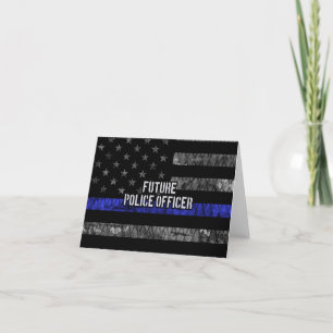 Framtidens polisman tunn blå linje distressed flag tack kort