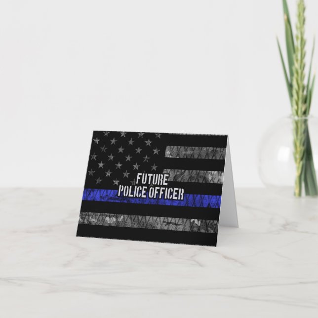 Framtidens polisman tunn blå linje distressed flag tack kort (Framsida)