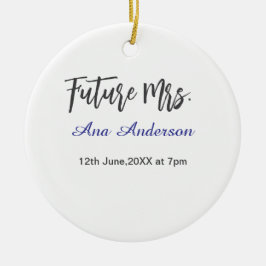 Framtidig fru efternamn brud att bli lila grå namn julgransprydnad keramik