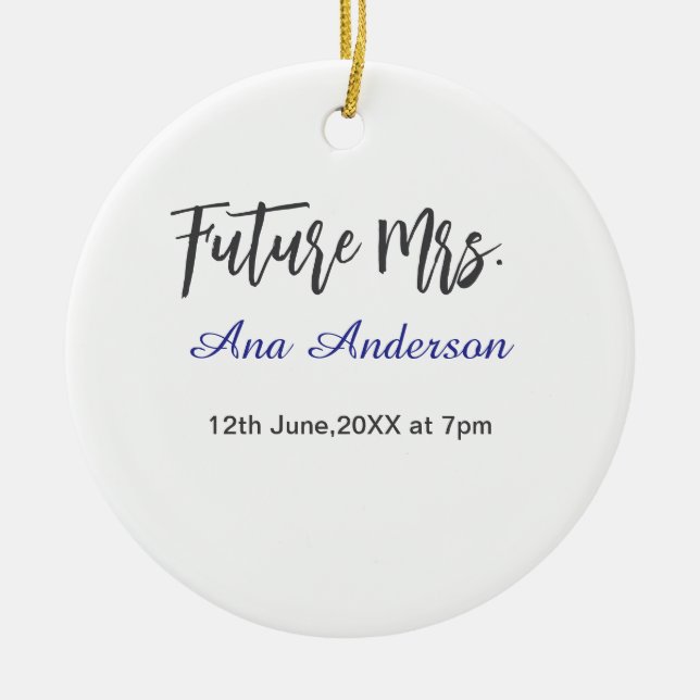 Framtidig fru efternamn brud att vara lila grå nam julgransprydnad keramik (Framsidan)