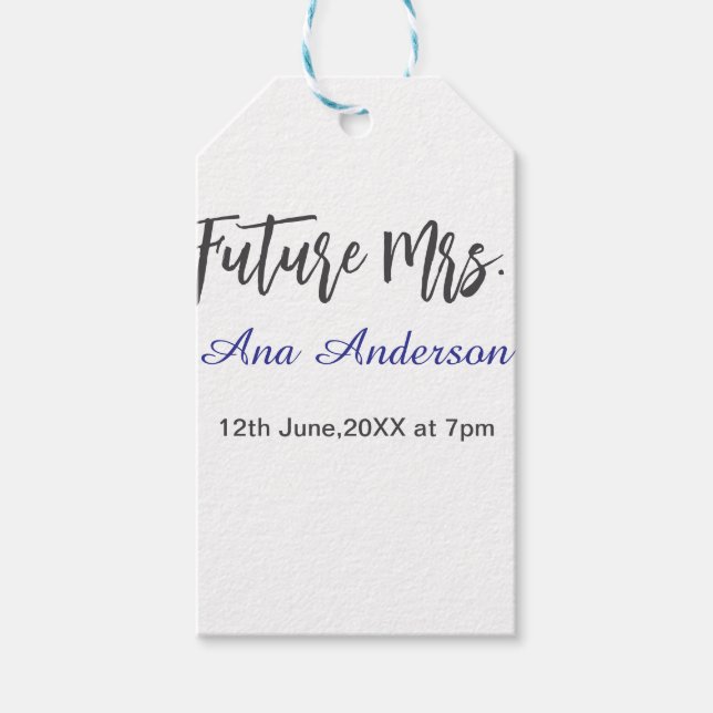 Framtidig fru efternamn brud att vara lila grå nam presentetikett (Framsidan)