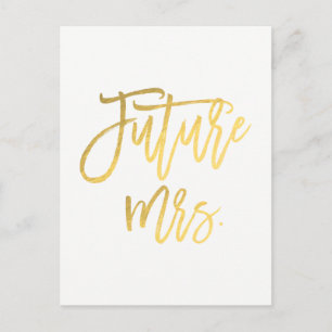 Framtidig fru Faux guld folie modern spar datum Meddelande Vykort