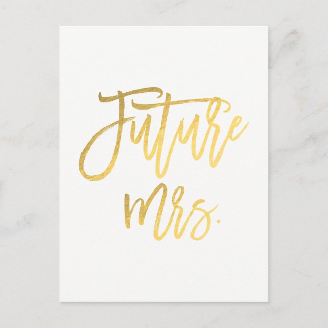 Framtidig fru Faux guld folie modern spar datum Meddelande Vykort (Framsida)