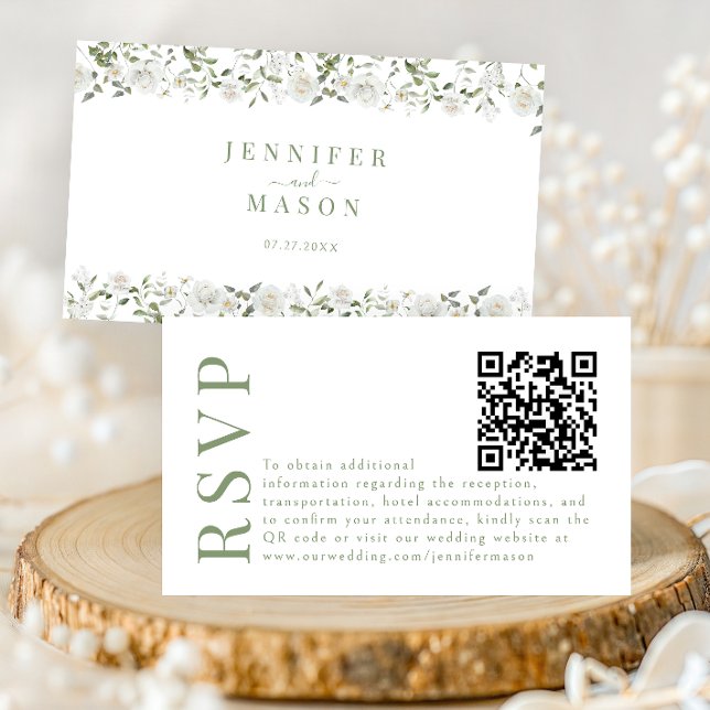 Framtidig fru Floral bröllop RSVP QR-kod kort (Skapare uppladdad)