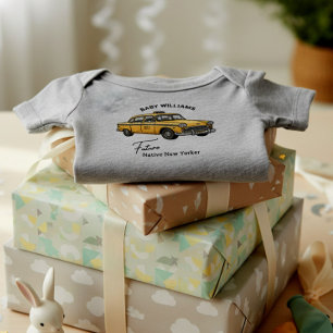 Framtidig infödd New York Taxi Sketch Baby Bodysui T Shirt