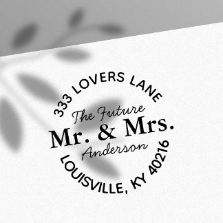 Framtidig Mr & Mrs Förlovnings Rund Returadress Självfärgande Stämpel