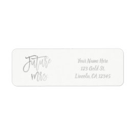 Framtidig Mrs. Faux Silver Foil Modern Script Chic Returadress Etikett