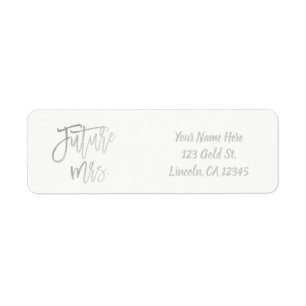 Framtidig Mrs. Faux Silver Foil Modern Script Chic Returadress Etikett