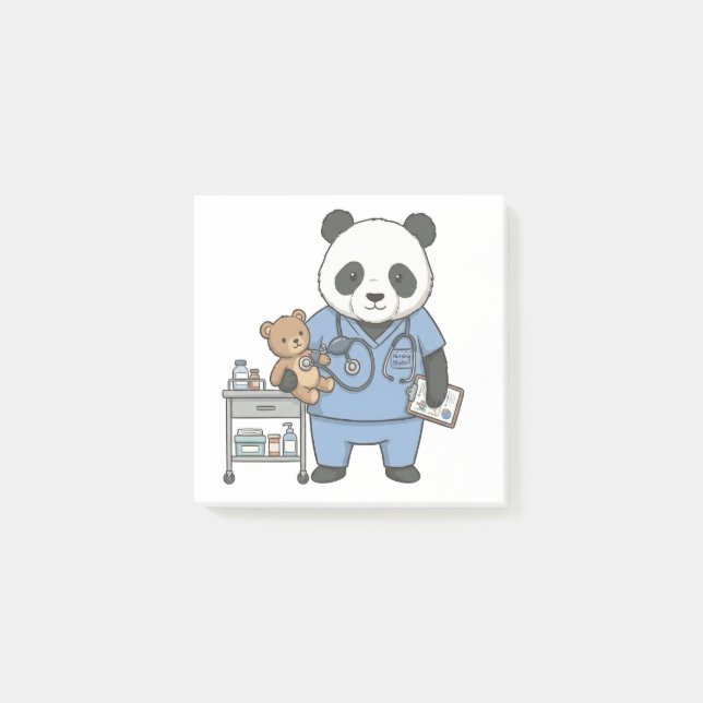 Framtidig RN Panda: Bedårande Medicinsk Student  Post-it Block (Framsida)