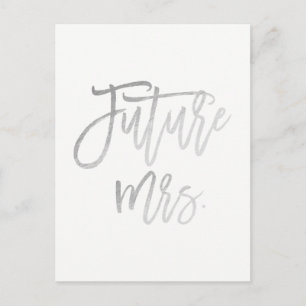 Framtidiga fru Faux Silverfolie Modernt Spara Datu Meddelande Vykort