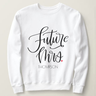 Framtidiga Fru Moderna Kalligrafi Röda Hjärtan Mon T Shirt