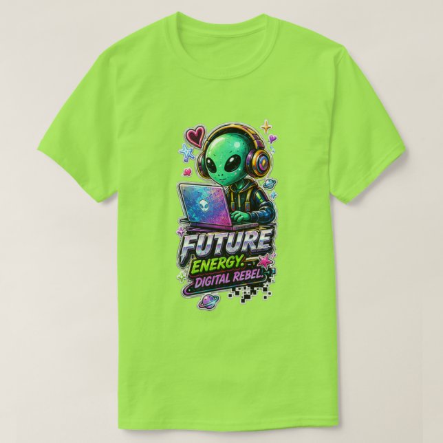 Framtidsenergi ⚡ Cyberrebell  T Shirt (Design framsida)