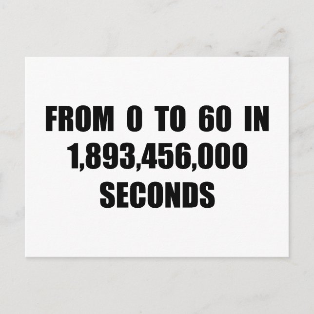 Från 0 till 60 i sekunder vykort (Framsida)