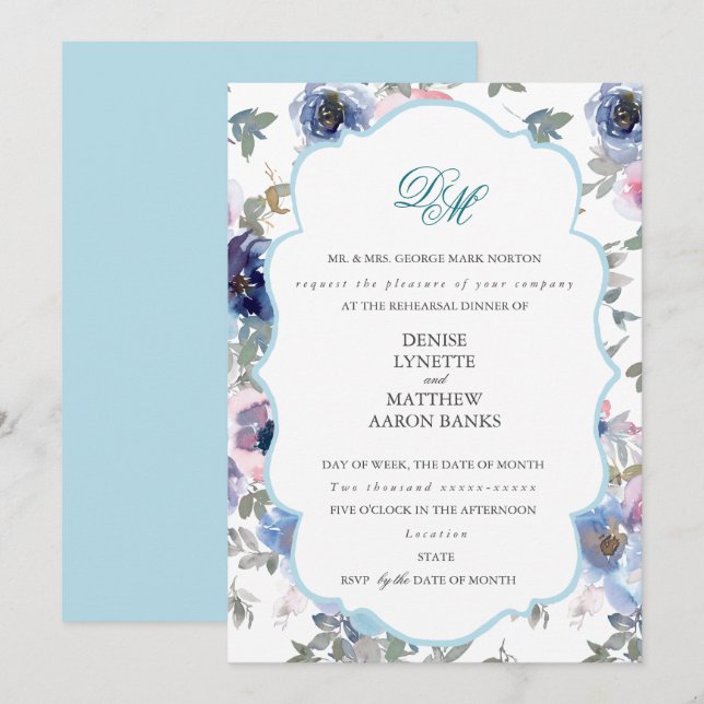 Från anbudet Bröllop i Spun Sugar Blue Inv Inbjudningar (Fram/baksida)