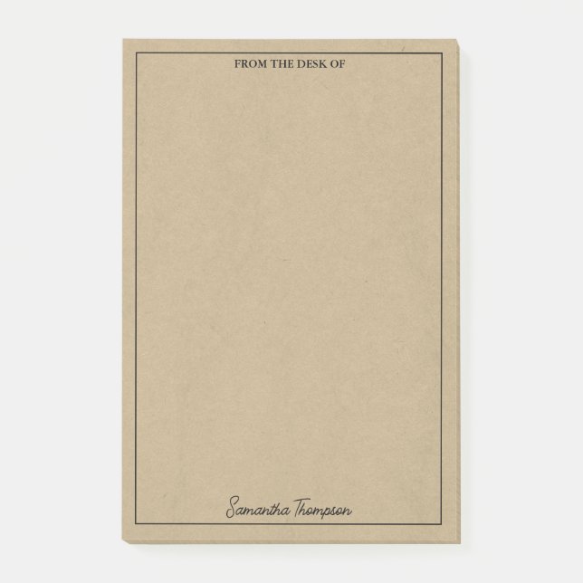 Från Anpassningsbar Office Stationery Kraft Post-it Block (Framsida)