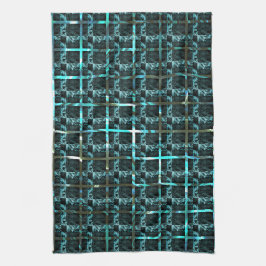 Från avstånd ser man cyan-fisk , nära schack kökshandduk