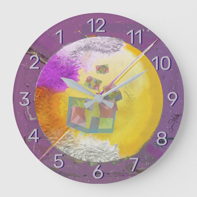 Från bakåtriktad lås långt ut stor klocka (Framsida)