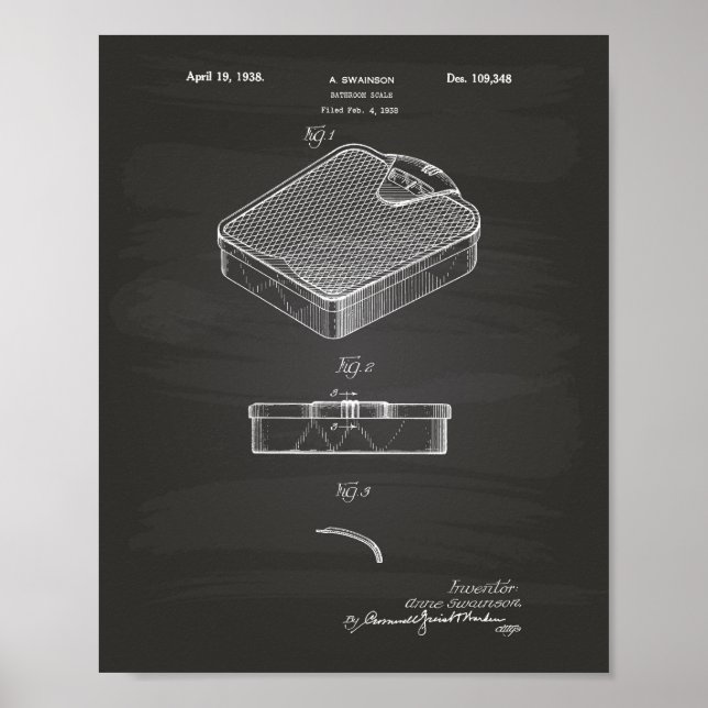  från Bathroom 1938 Patent Art Chalkboard Poster (Framsidan)