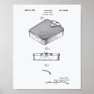 från Bathroom 1938 Patent Art White Papper Poster