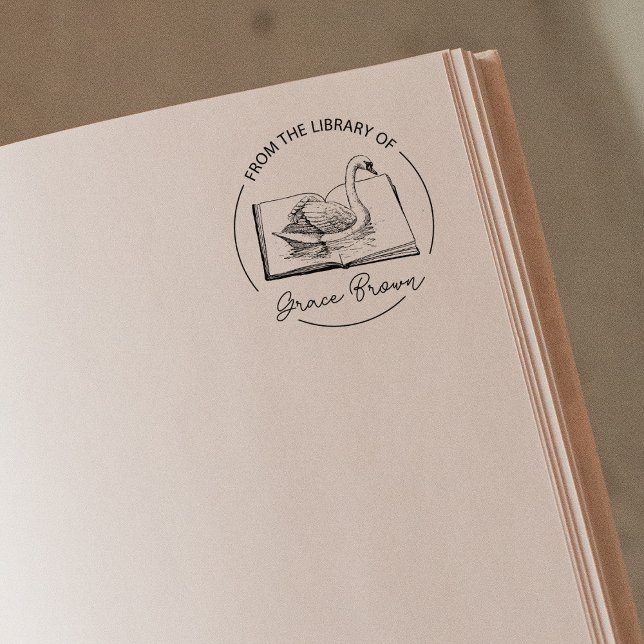 Från Bibliotek av, Cute Sawn Bok Stämpel (Skapare uppladdad)