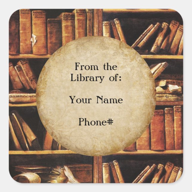 Från Bibliotek av... Fyrkantigt Klistermärke (Framsida)