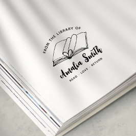 Från Bibliotek | Cute Heart Bok Frimärke Självfärgande Stämpel