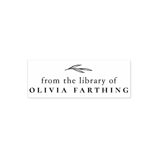 Från Bibliotek | Enkel Elegant Botaniskt Självfärgande Stämpel (Design)