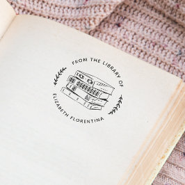 Från Bibliotek | Enkel Löv Modern Bok Stämpel