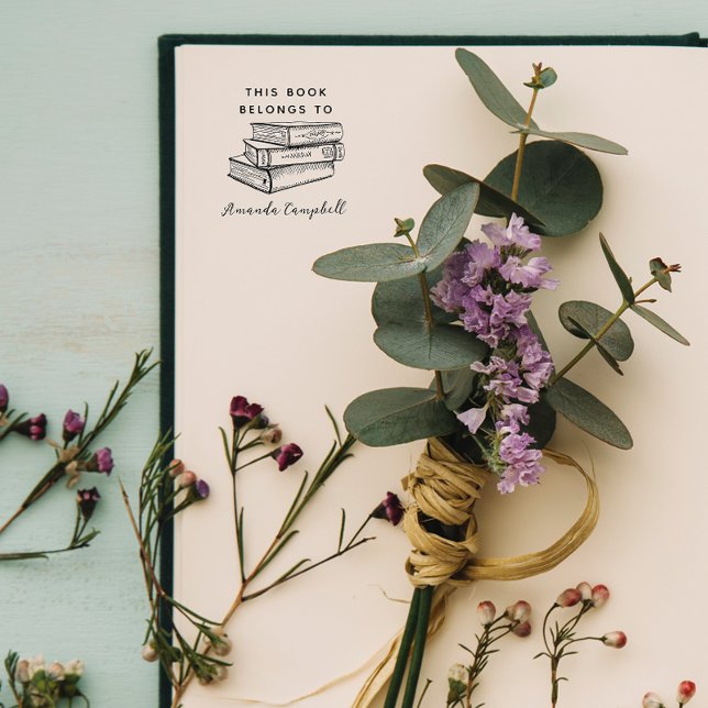 Från Bibliotek i Anpassningsbar Bookshelf-Vintagen Självfärgande Stämpel (Skapare uppladdad)