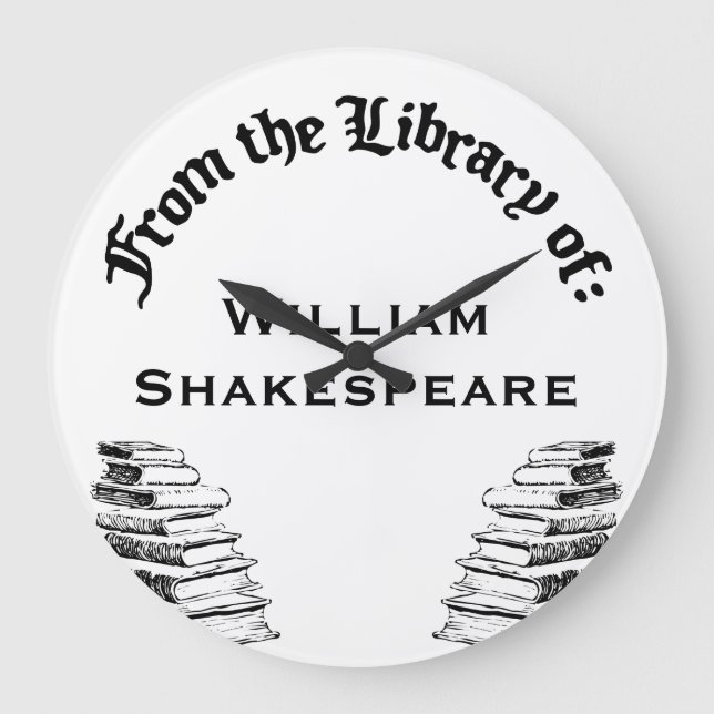 Från Bibliotek i Anpassningsbar Round Wall Clock Stor Klocka (Framsida)