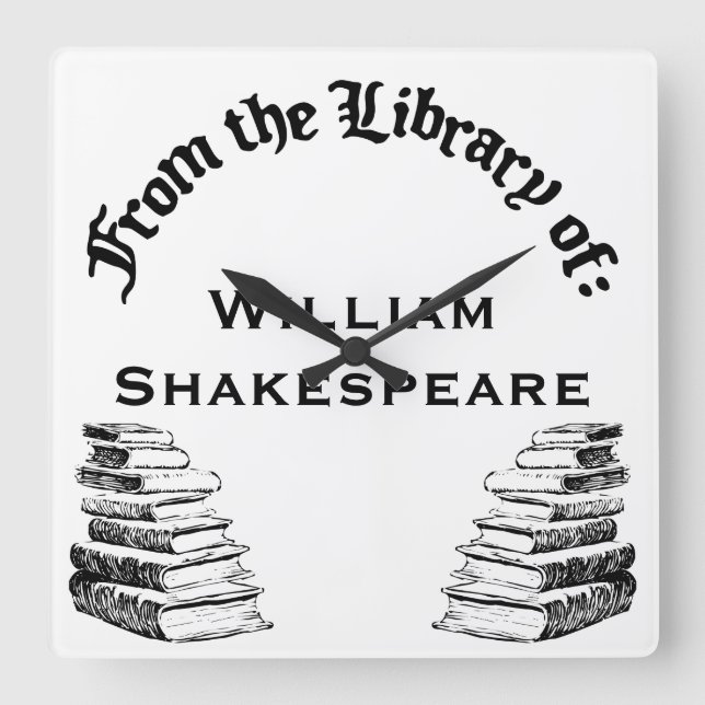 Från Bibliotek i Anpassningsbar Wall Clock Fyrkantig Klocka (Framsida)