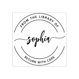 Från Bibliotek i Coola Script Rubber Frimärke Stämpel