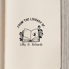 Från Bibliotek i [Ditt namn] - Magiska Bok Stämpel