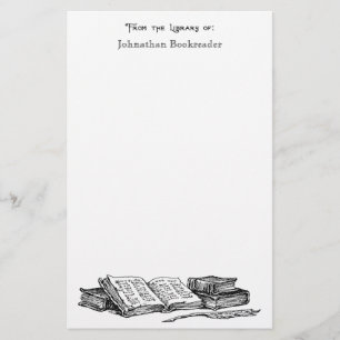 Från Bibliotek i Gamla Bokar Anpassningsbar Statio Brevpapper