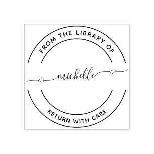 Från Bibliotek i Heart Script Rubber Frimärke Stämpel