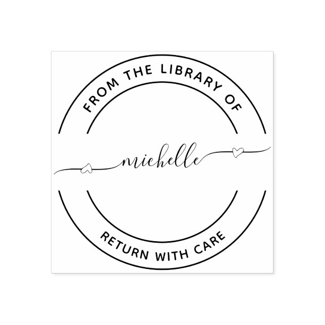 Från Bibliotek i Heart Script Rubber Frimärke Stämpel (Tryck)