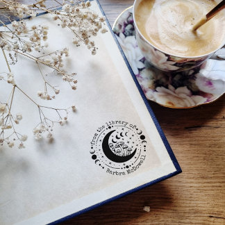 Från Bibliotek i Måne och svampar Ex Libris Stämpel