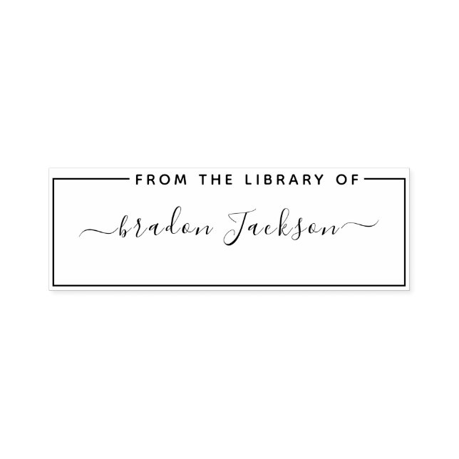 Från Bibliotek i Namn i handskrivet skript Självfärgande Stämpel (Design)