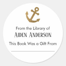 Från Bibliotek i Simple Guld Anchor Bookplate