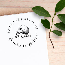 Från Bibliotek i Vintagen Gothic Skull Självfärgande Stämpel