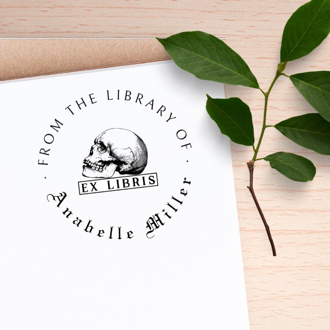 Från Bibliotek i Vintagen Gothic Skull Självfärgande Stämpel (Skapare uppladdad)