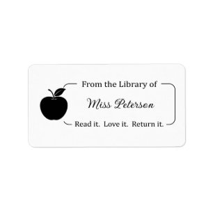 Från Bibliotek på etiketten, skolStickers, äpple Adressetikett