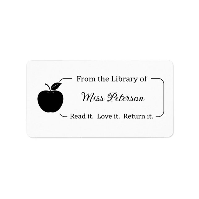Från Bibliotek på etiketten, skolStickers, äpple Adressetikett (Framsidan)