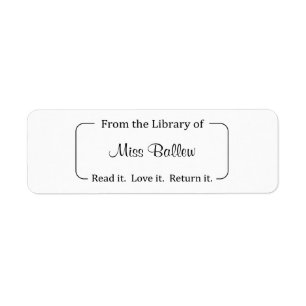 Från Bibliotek på etiketterna, Bibliotek Stickers Returadress Etikett
