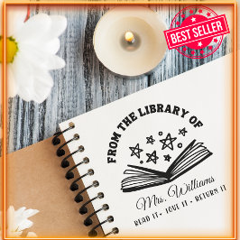 Från Bibliotek | Stars Vintage Bok Självfärgande Stämpel