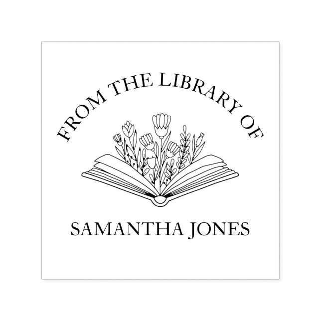Från Bibliotek vid Bok Frimärke Elegant Flowers Självfärgande Stämpel (Design)