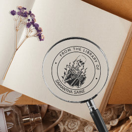 Från Bibliotek vid Bok Frimärke Skeleton Gothic Självfärgande Stämpel